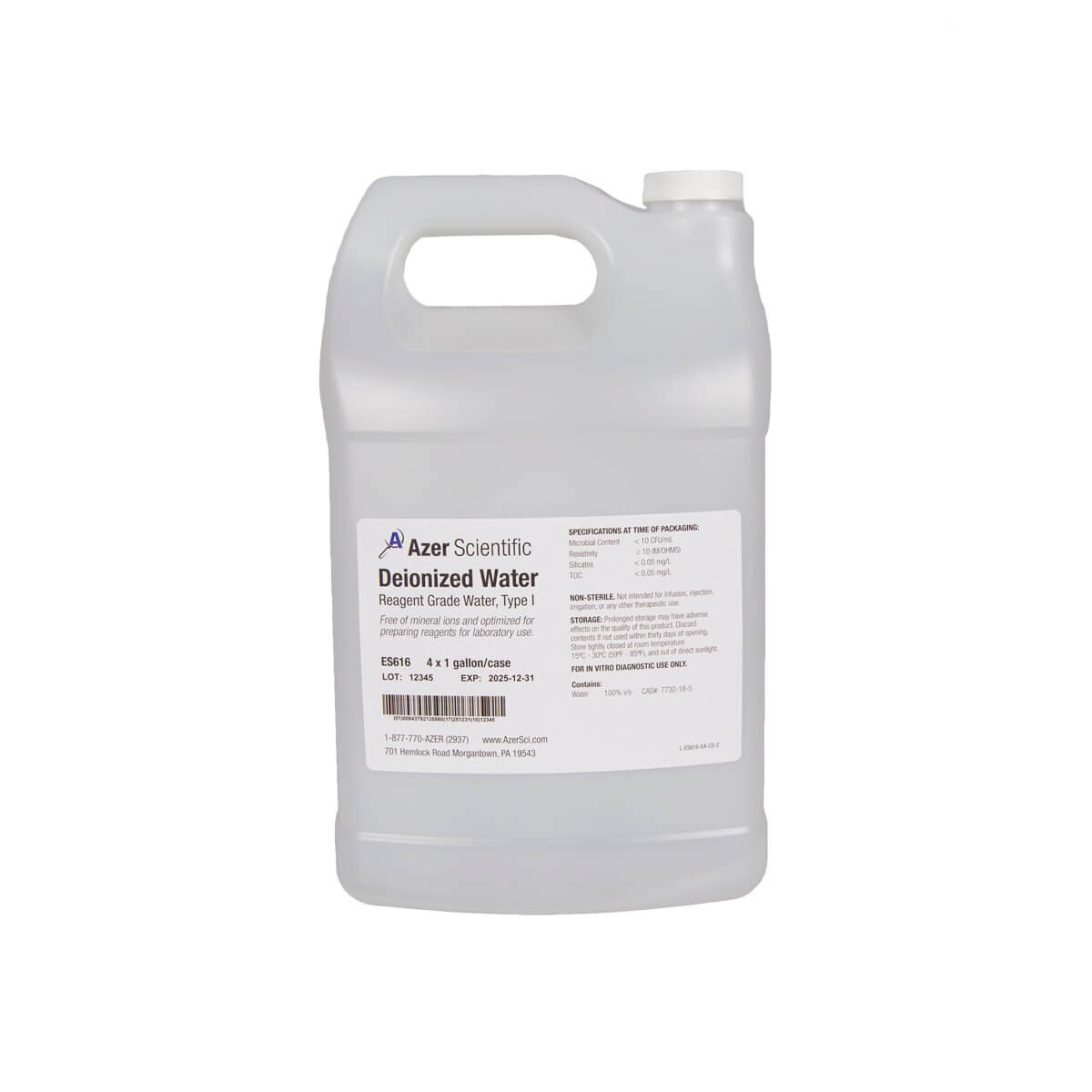 Deionized Water, 4x1 Gallon